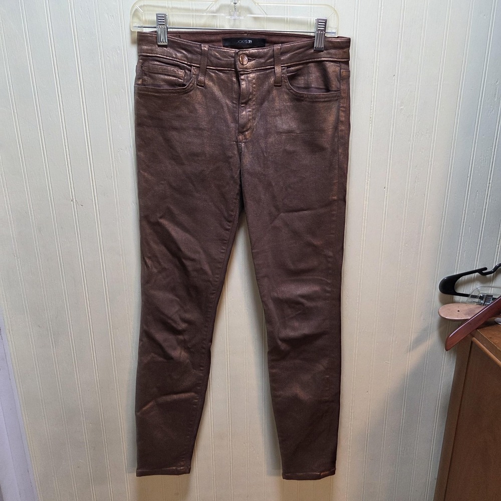Joe's Skinny Ankle Jeans Womens 27 Brown Metallic Coated Denim Made In USA